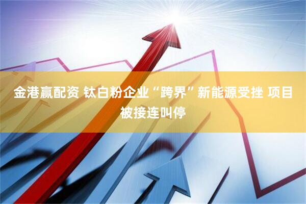 金港赢配资 钛白粉企业“跨界”新能源受挫 项目被接连叫停